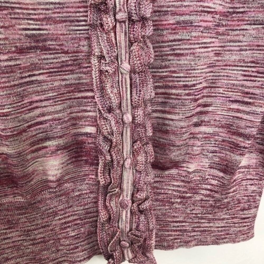 Magaschoni Silk Ruffle Metallic Cardigan Size Large - Picture 7 of 15